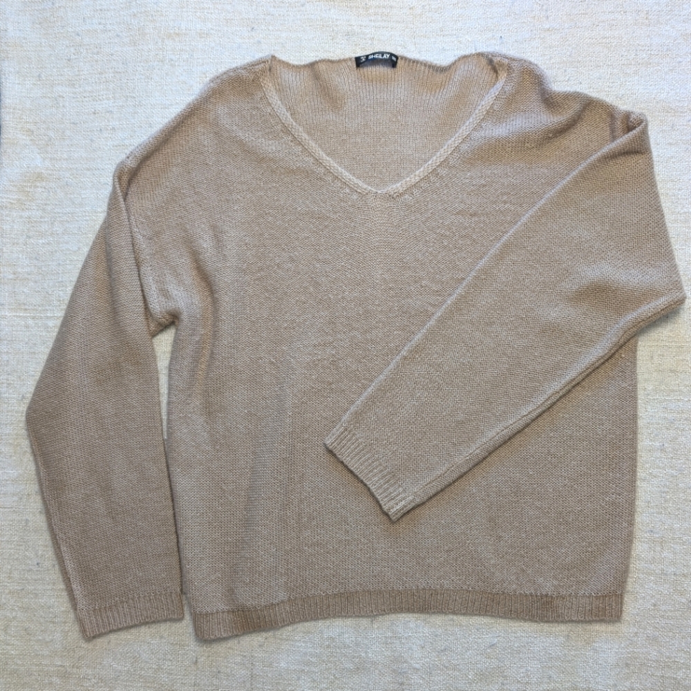 Sheilay Cozy Tan V-Neck Sweater